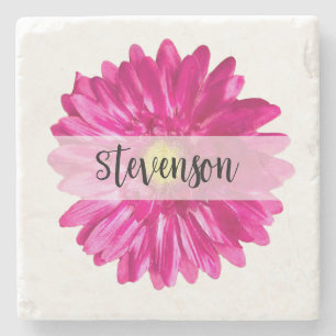 Porta-copo De Pedra Bonito nome personalizado de margarida rosa-quente