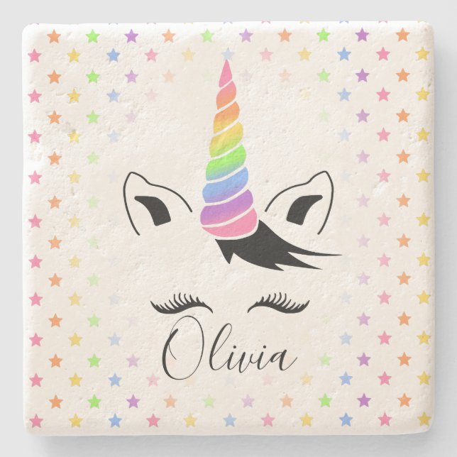 Porta-copo De Pedra Bonito Pastel Unicorn (Frente)