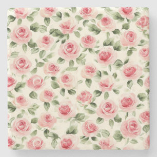 Porta-copo De Pedra Bonito Rosas Rosa Floral