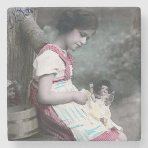 Porta-copo De Pedra Bonne Année Vintage Girl com Dolll