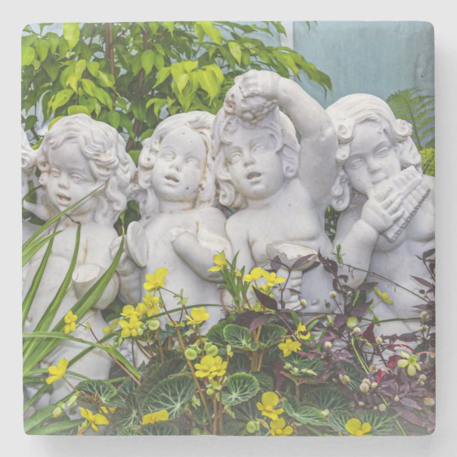 Porta-copo De Pedra Bons anjos... (Frente)