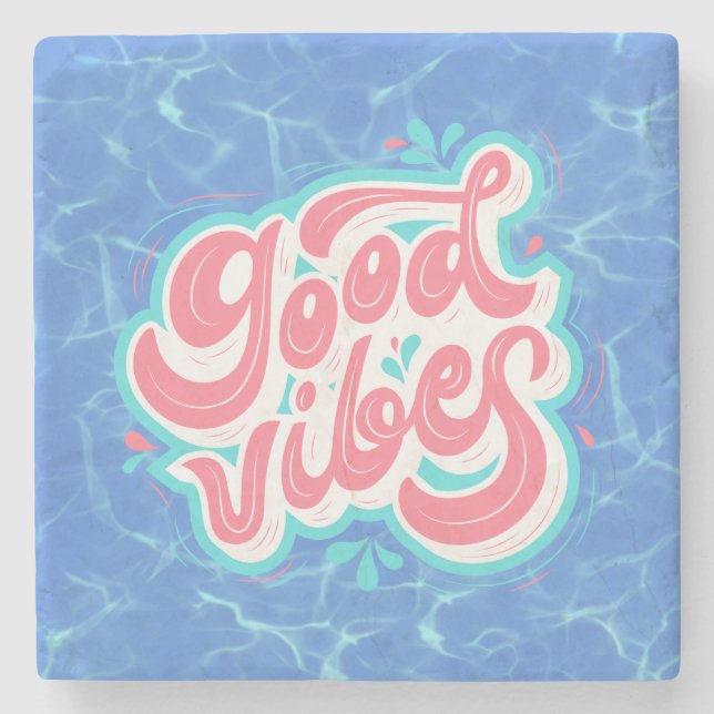 Porta-copo De Pedra Bons Vibes Beach/piscina (Frente)