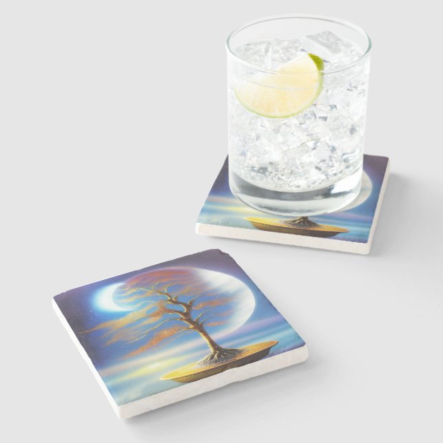 Porta-copo De Pedra Bonsai (Lateral)