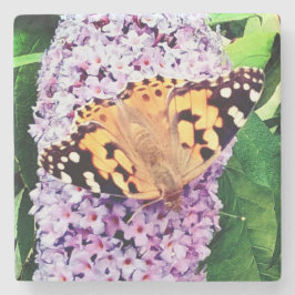 Porta-copo De Pedra Borboleta-branca e negra