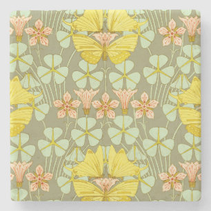 Porta-copo De Pedra Borboleta Floral Botânica Colorida