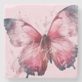 Porta-copo De Pedra Borboleta Rosa Esperança Inspiradora
