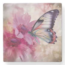 Borboleta Sonhadora com Flores Rosa
