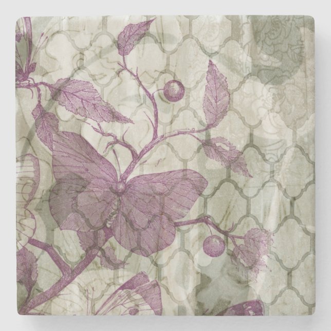 Porta-copo De Pedra Borboletas árabes III (Frente)