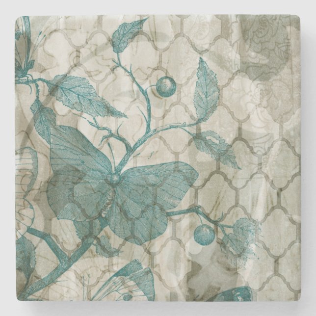 Porta-copo De Pedra Borboletas árabes V (Frente)