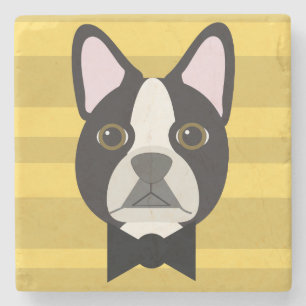 Porta-copo De Pedra Boston Terrier