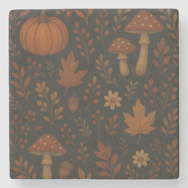 Porta-copo De Pedra Botânica de Casa de Algodão Escuro (Frente)