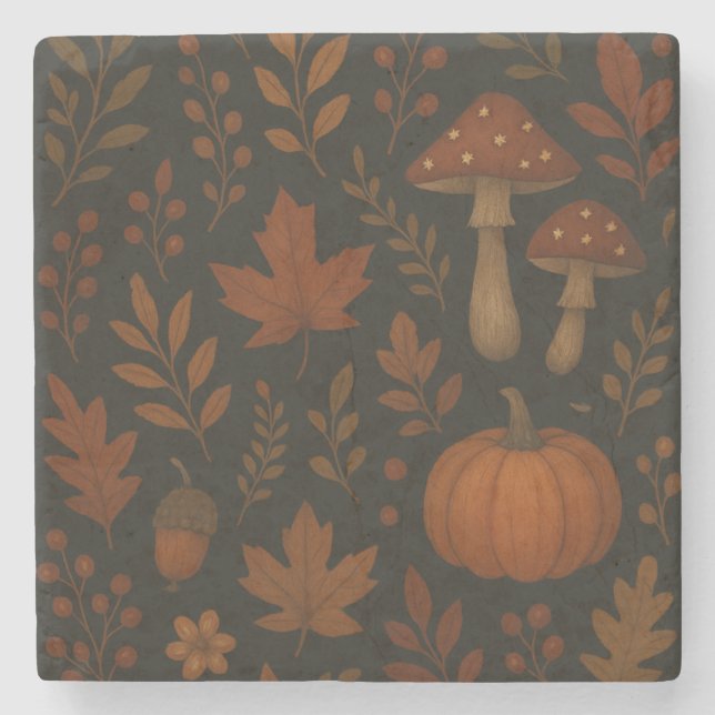 Porta-copo De Pedra Botânica de Casa de Algodão Escuro (Frente)