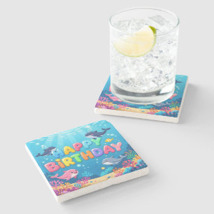 Porta-copo De Pedra Boto-nariz-de-garrafa fofo de aniversário