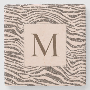 Porta-copo De Pedra Branca de Chocolate Castanho-Zebra