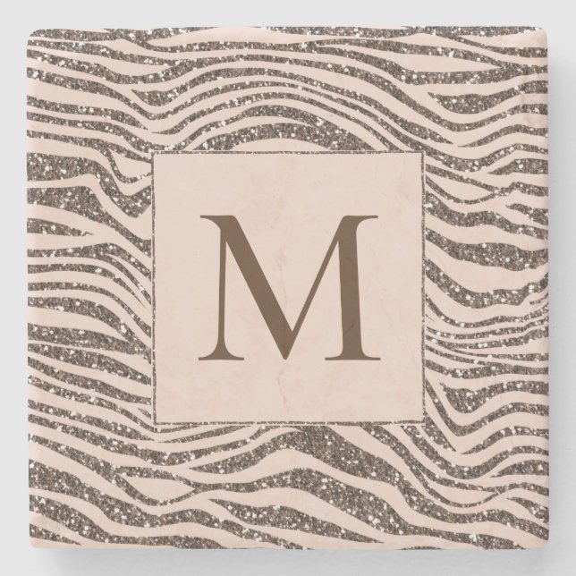 Porta-copo De Pedra Branca de Chocolate Castanho-Zebra (Frente)