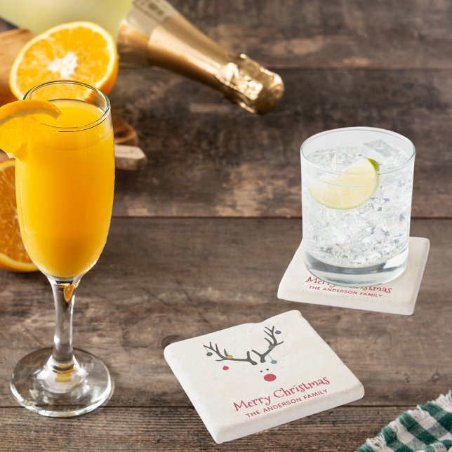 Porta-copo De Pedra Branca de rena de Natal simples e engraçada (Criador carregado)