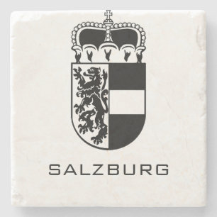 Porta-copo De Pedra Brasão de Armas de Salzburgo Arte Monocromática Re