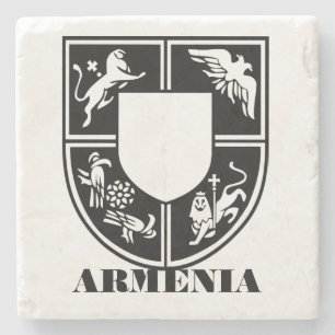 Porta-copo De Pedra Brasão de Armas do Estado Armênio Arte Contemporân
