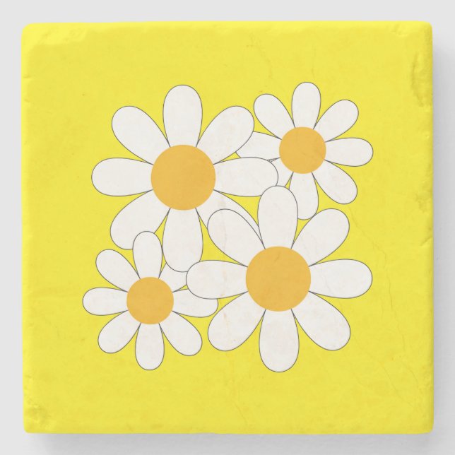 Porta-copo De Pedra Bright and Bold Daisy (Frente)