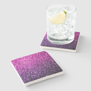 Porta-copo De Pedra Brilho de glitter ombre rosa roxo