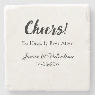 Porta-copo De Pedra Brindemos ao para sempre feliz adicionar nome do c