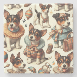 Porta-copo De Pedra Brinquedo de folha branca Fox Terrier sem costura