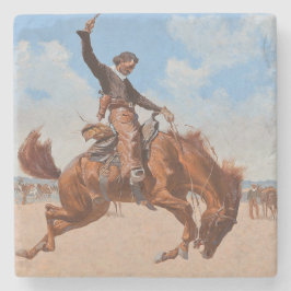 Porta-copo De Pedra Bronco Buster (por Frederic Remington)