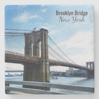 Porta-copo De Pedra Brooklyn Bridge New York Souvenir Stone Coaster