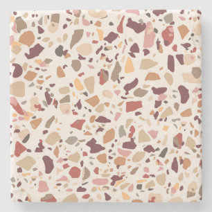 Porta-copo De Pedra Brown terrazzo: vintage, trendy padrão.