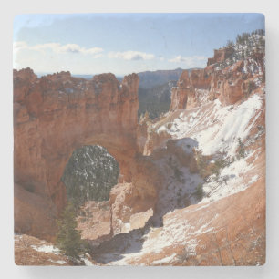 Porta-copo De Pedra Bryce Canyon Natural Bridge Snowy Landscape Foto