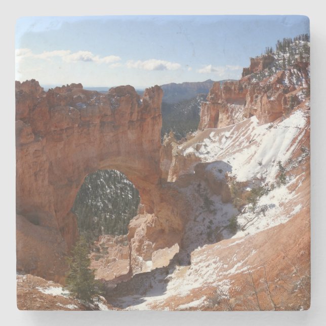 Porta-copo De Pedra Bryce Canyon Natural Bridge Snowy Landscape Foto (Frente)
