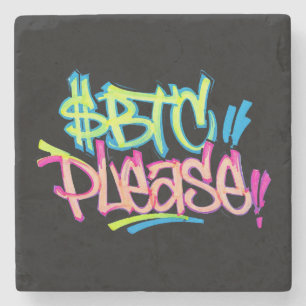Porta-copo De Pedra "$BTC Por favor" (Estilo 3)