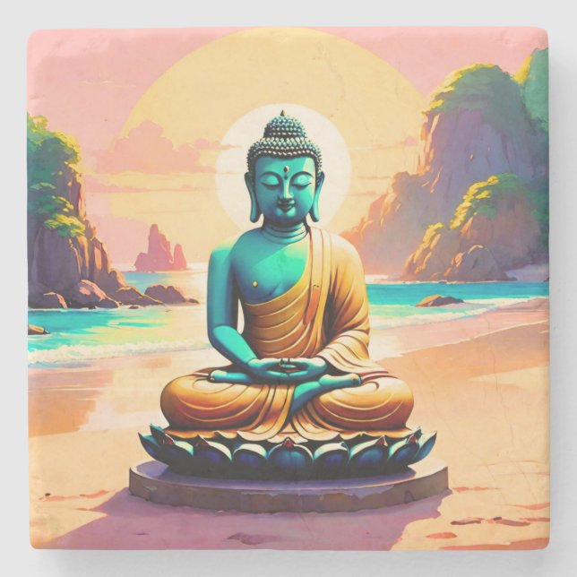 Porta-copo De Pedra Buda - Margens Serenas de Iluminação (Frente)
