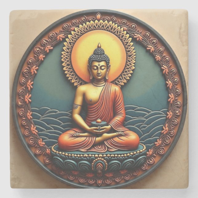 Porta-copo De Pedra Buddha blessings coaster (Frente)