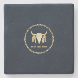 Porta-copo De Pedra Buffalo Skull