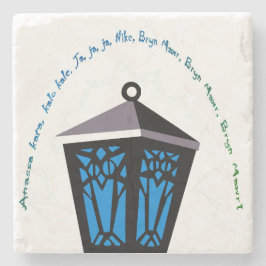 Porta-copo De Pedra Bule de Pedra com Lanterna de Coruja - Azul Claro