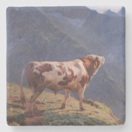 Porta-copo De Pedra Bull nos Alpes (por Eugène Burnand)