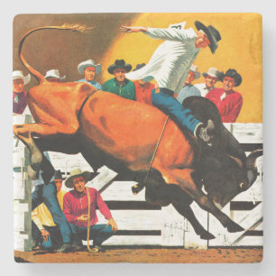 Porta-copo De Pedra Bull Riding by Fred Ludekens