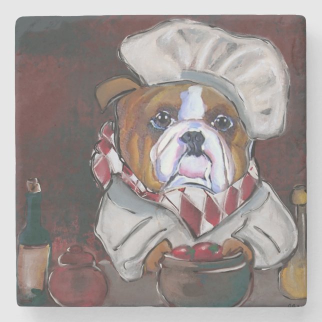 Porta-copo De Pedra Bulldog  (Frente)
