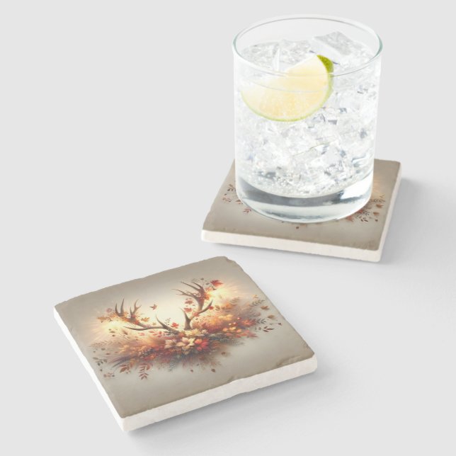 Porta-copo De Pedra Buquê Autumn Deer Antler (Lateral)