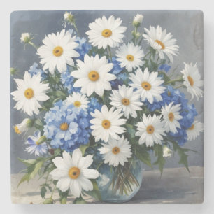 Porta-copo De Pedra Buquê de Flores Elegantes Margaridas Aquarela