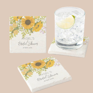 Porta-copo De Pedra Buquê de Girassóis Modernos Amarelos para Chá de N