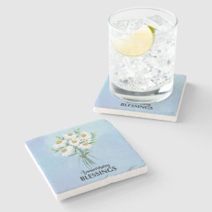 Porta-copo De Pedra Buquê de Margaridas para Bênçãos de Aniversário de