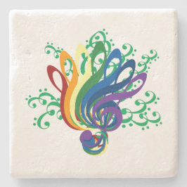 Porta-copo De Pedra Buquê do Clef da música