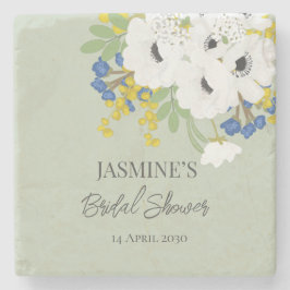 Porta-copo De Pedra Buquê Floral de Primavera Branco para Chá de Noiva