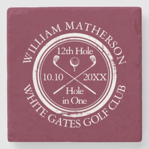 Porta-copo De Pedra Burdeos de Buraco em Um de Golfe Personalizado