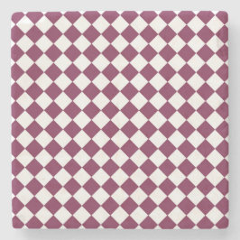 Porta-copo De Pedra Burgundy White Checker Diamond Pattern