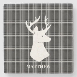 Porta-copo De Pedra Cabeça de Stag na Xadrez Preta e Branca