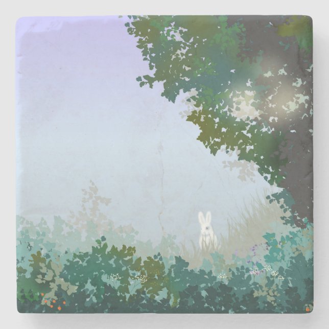 Porta-copo De Pedra Cabelo Branco numa Manhã Mistura (Frente)