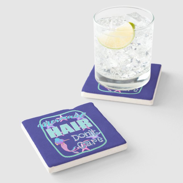 Porta-copo De Pedra Cabelo de Sereia Não se importa (Lateral)